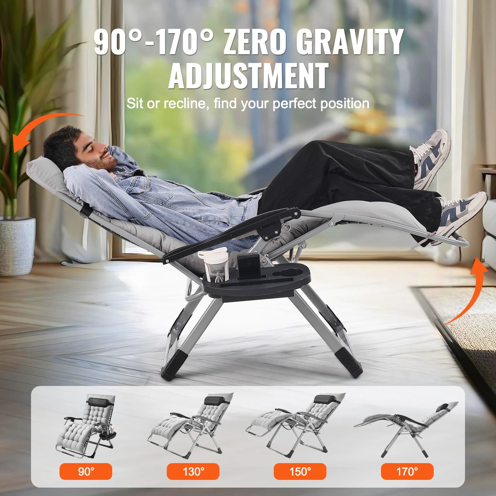 Moktan Sabai Zero Gravity Recliner Chair Adjustable Anti Gravity Lounge Chair with Cup Holder