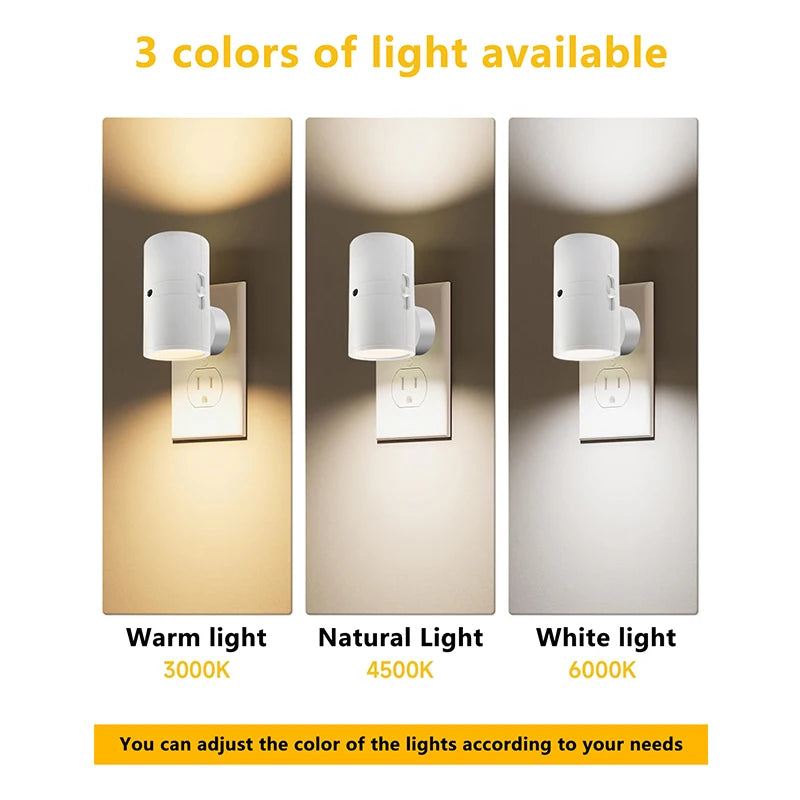 Moktan Sabai Plug In Night Light Dusk to Dawn Sensor Adjustable Brightness Stair Hallway