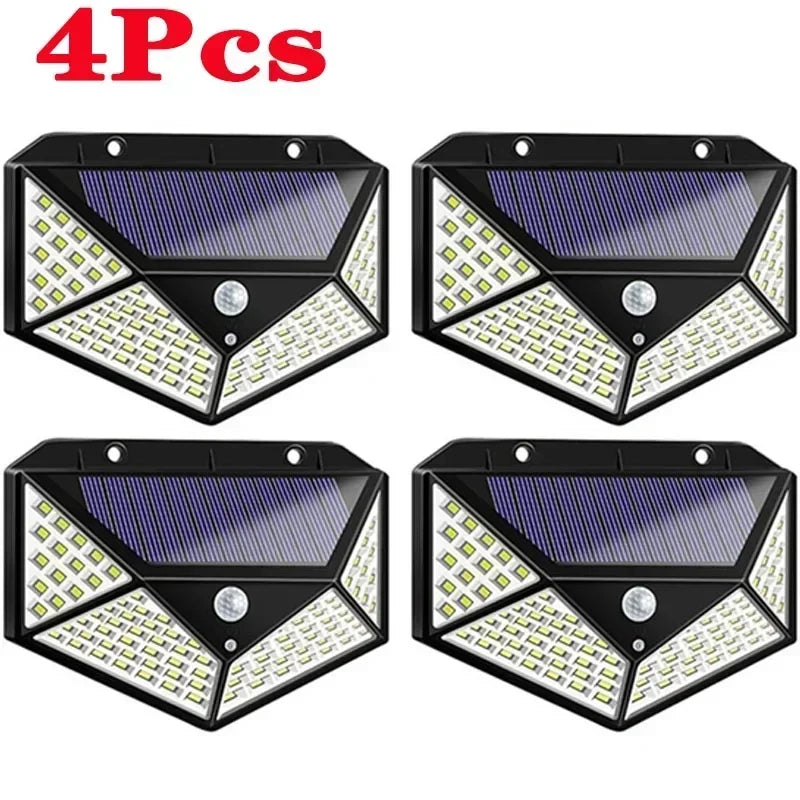 100 LED Solar Motion Sensor Wall Lights Outdoor Waterproof Garden Street Lamp
