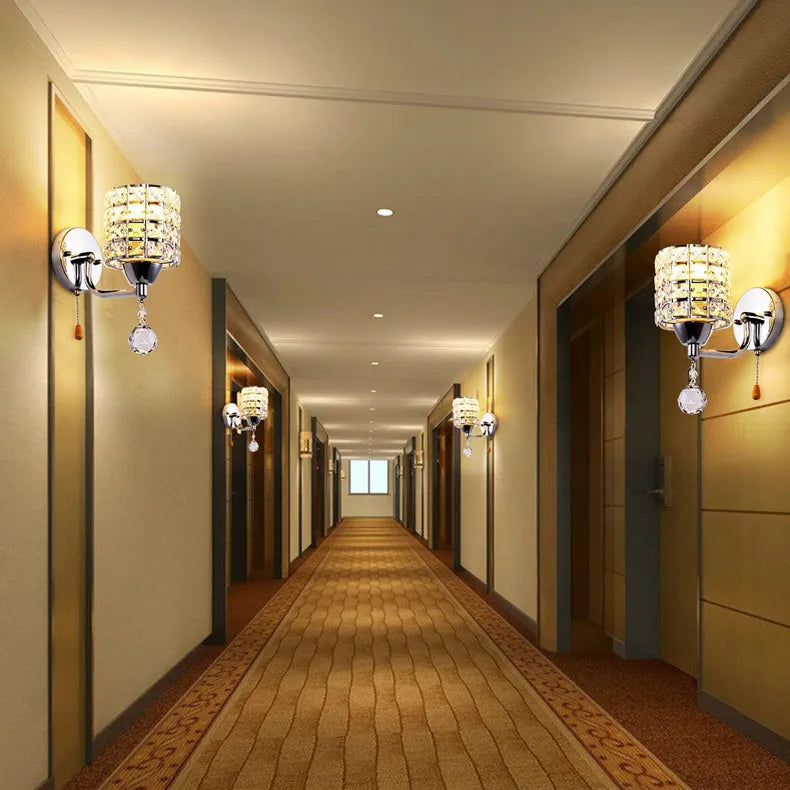 Moktan Sabai Crystal Wall Lamp – Gold/Silver Decorative Sconce Light for Bedroom & Living Room