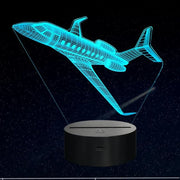 Moktan Sabai Airplane 3D LED Night Light | USB Illusion Bedside Lamp for Bedroom Decor Black Base