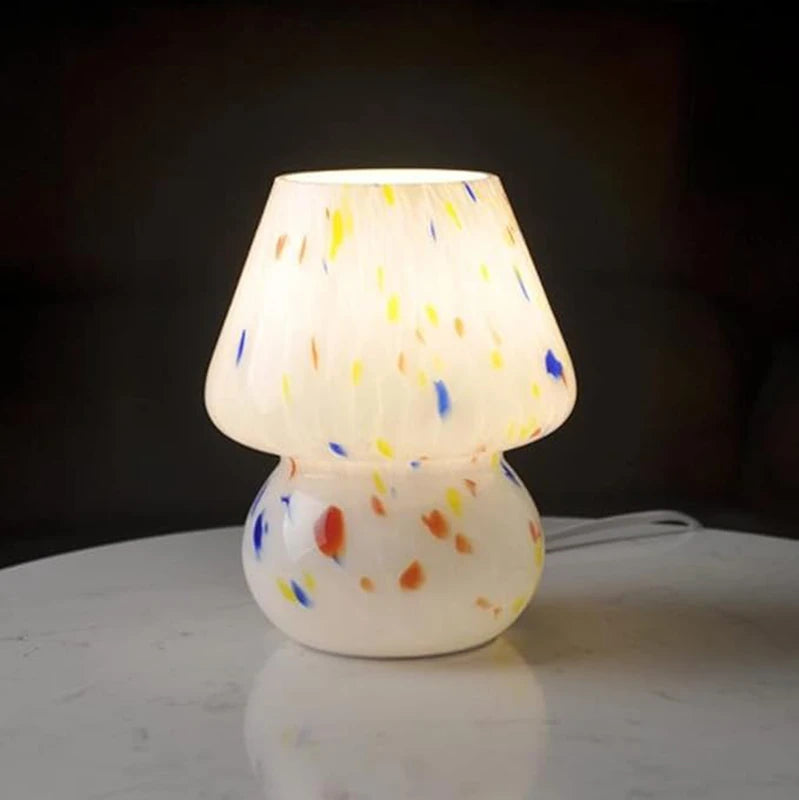 Moktan Sabai Nordic Mushroom Lamp Vintage Glass Bedside Night Light for Bedroom Living Room