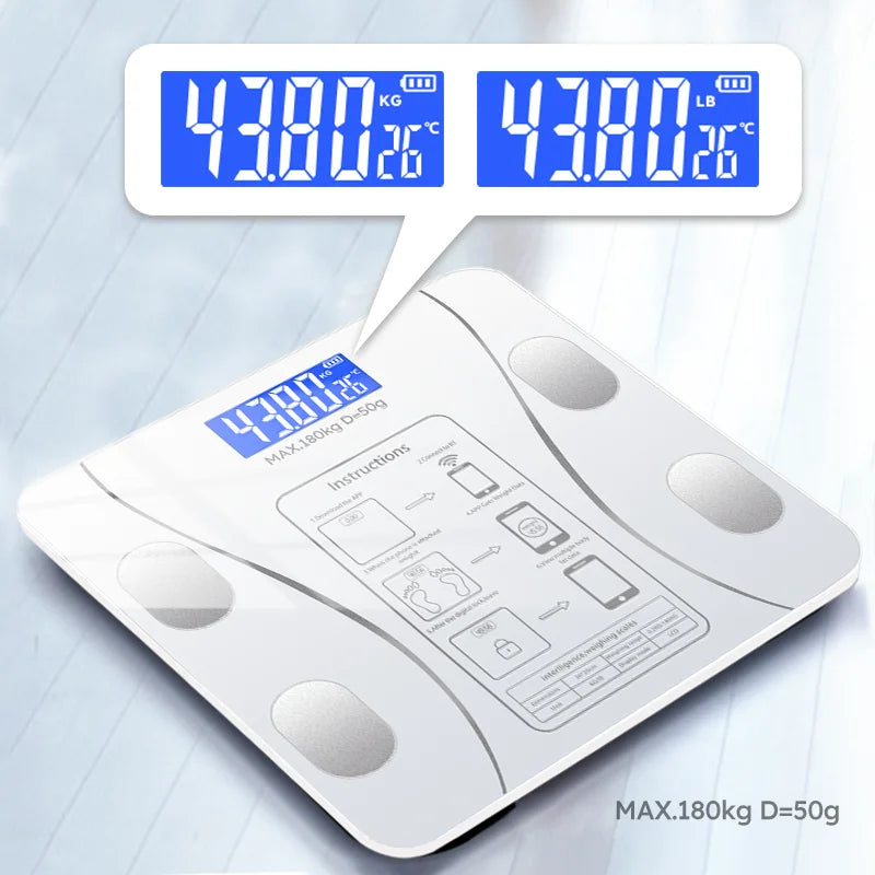 Moktan Sabai Smart Bluetooth Digital Scale – LED Display with App Sync and Rechargeable Battery