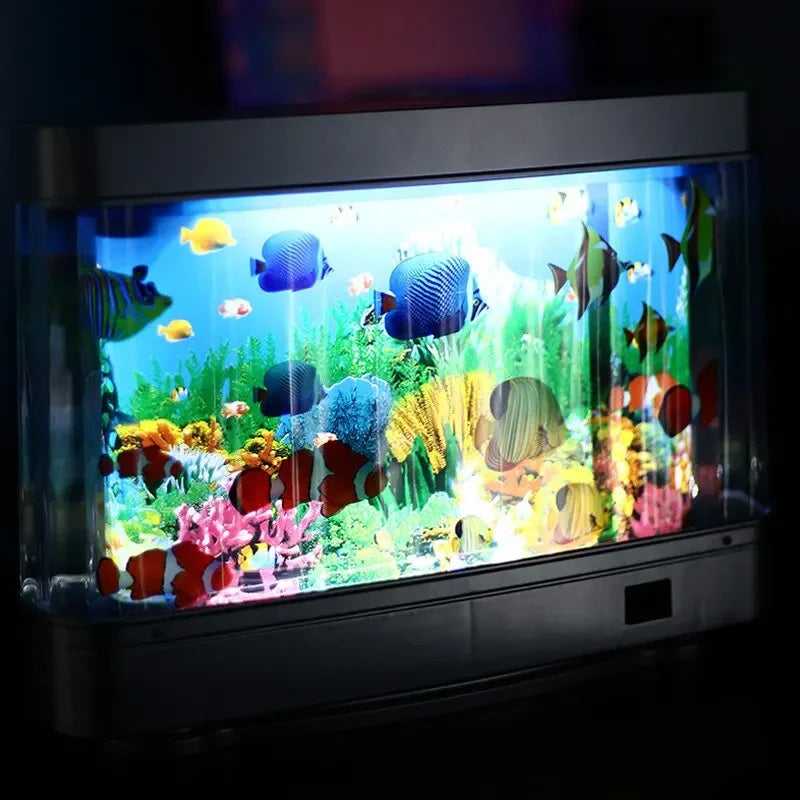 Moktan Sabai Tropical Fish Tank Lamp Virtual Aquarium LED Night Light Kids Room Gift