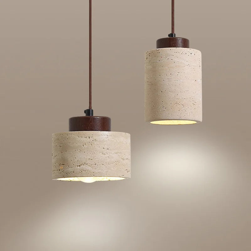 Moktan Sabai Japanese Wabi Sabi Stone Pendant Light – Modern Bedside Hanging Lamp for Bedroom
