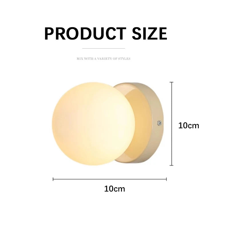 Moktan Sabai Nordic Glass LED Wall Lamp Orb Sconce for Bedroom Hallway Staircase