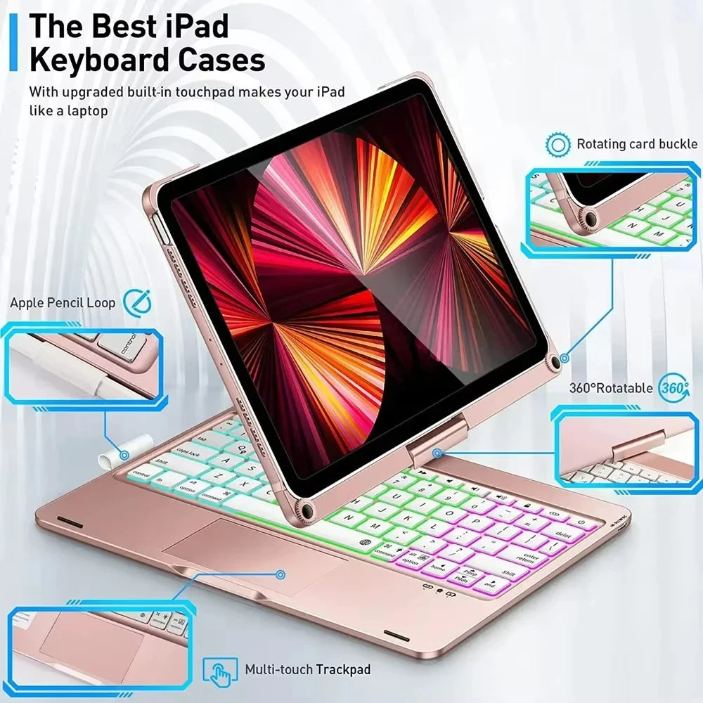 Moktan Sabai Magic Keyboard Case iPad 11th Gen 2025 iPad Air 11/13 Backlit 360°