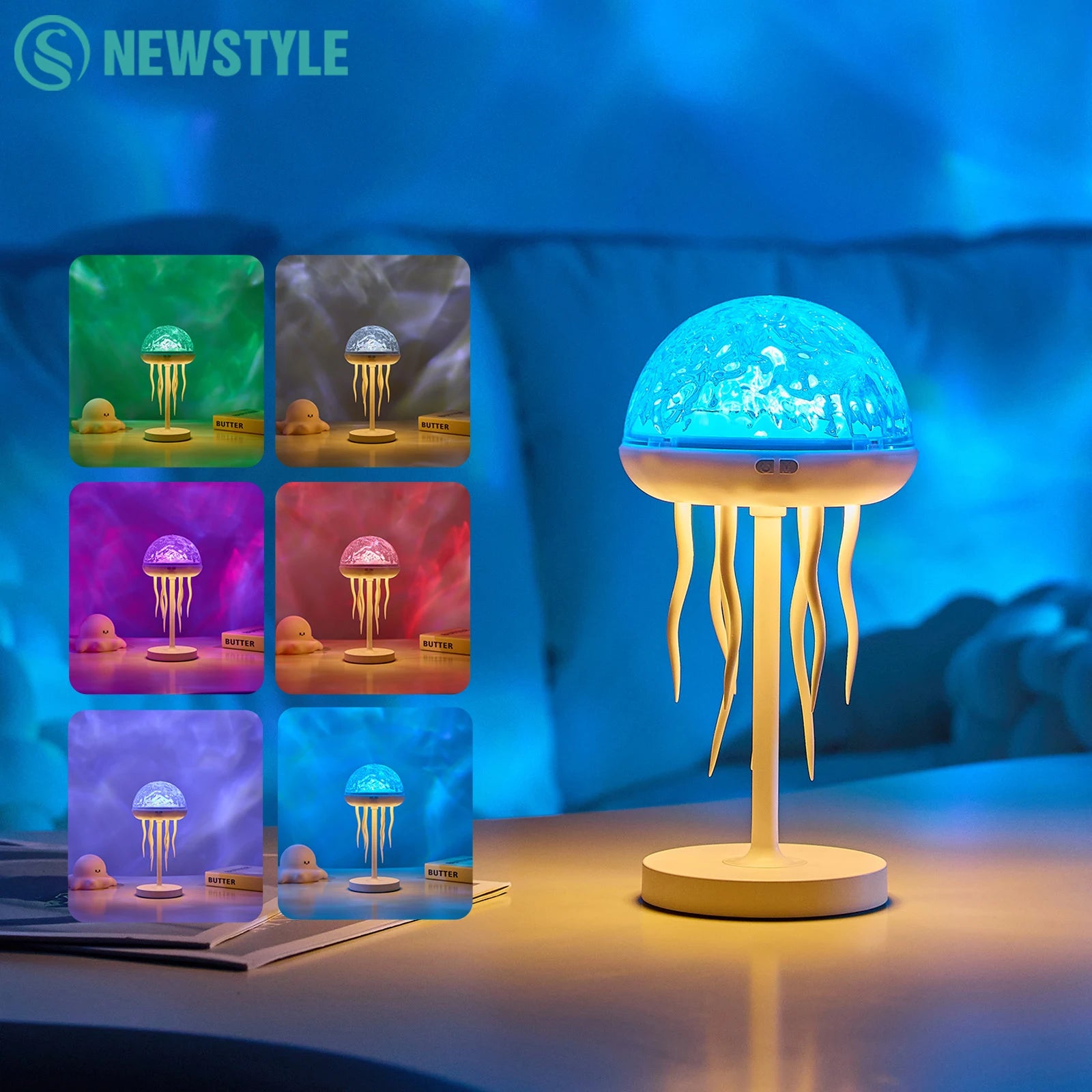Moktan Sabai Jellyfish LED Projection Night Light Table Lamp Remote Ocean Ambient Bedroom