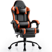 Moktan Sabai Gaming Chair with Footrest Reclining PU Leather Ergonomic Office Desk Chair orange