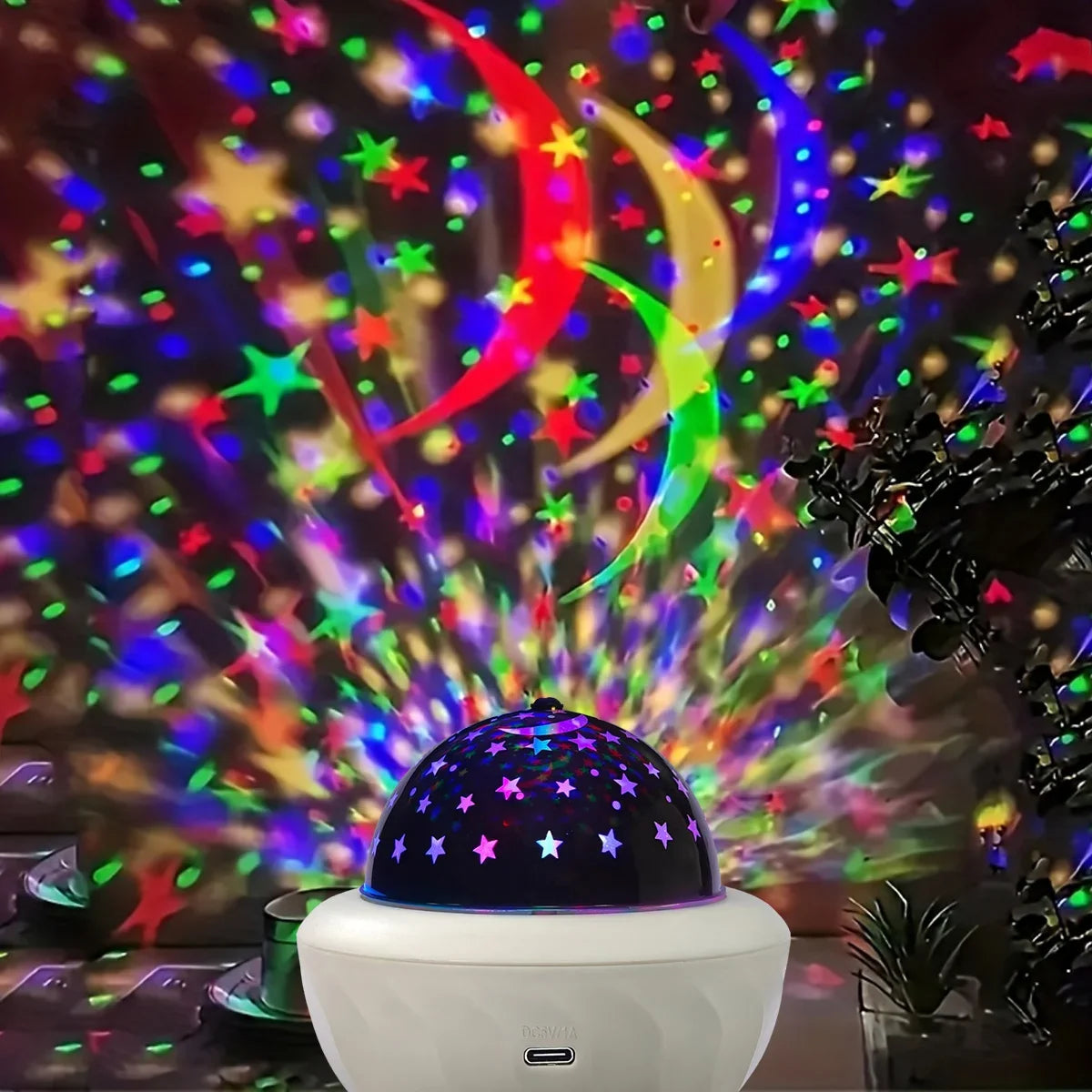 Moktan Sabai USB RGB Starry Night Sky Projector | Rotating Moon Stars Room Decor Lamp