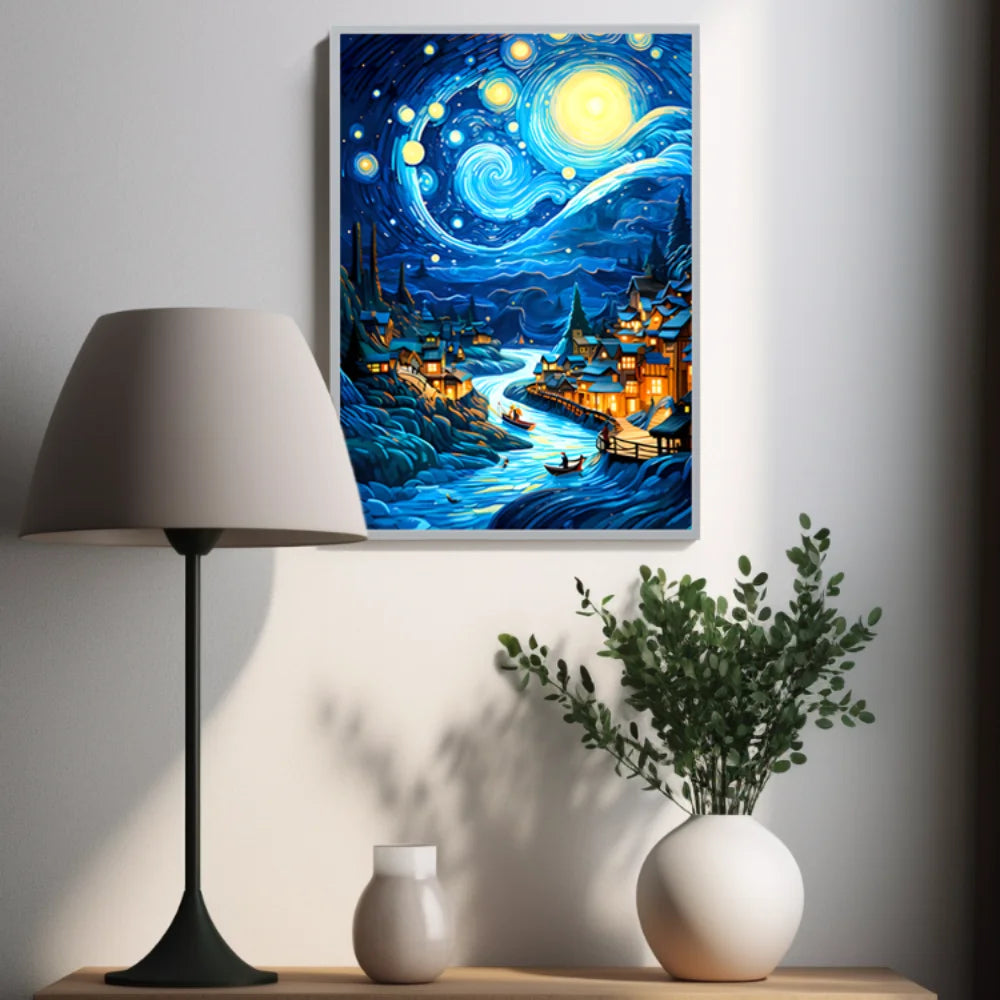 Moktan Sabai Starry Night LED Art Lamp 3D Night Light Van Gogh Style Aesthetic Room Decor