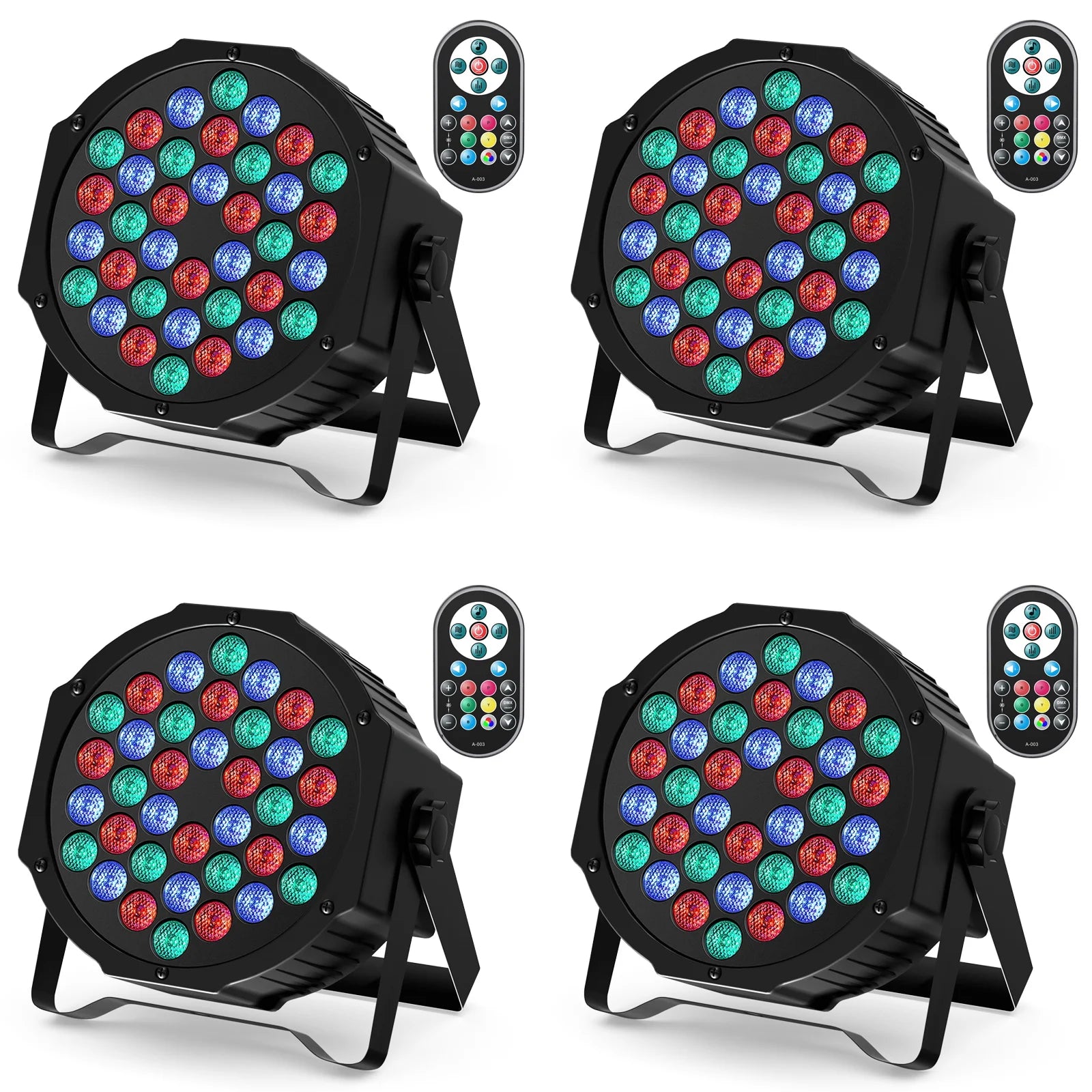 Moktan Sabai RGB Par Lights 36LED Stage Lighting – DMX512 Uplights for DJ, Party, Wedding Events 4Pcs-ZQ01082 US Plug