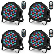 Moktan Sabai RGB Par Lights 36LED Stage Lighting – DMX512 Uplights for DJ, Party, Wedding Events 4Pcs-ZQ01082 US Plug