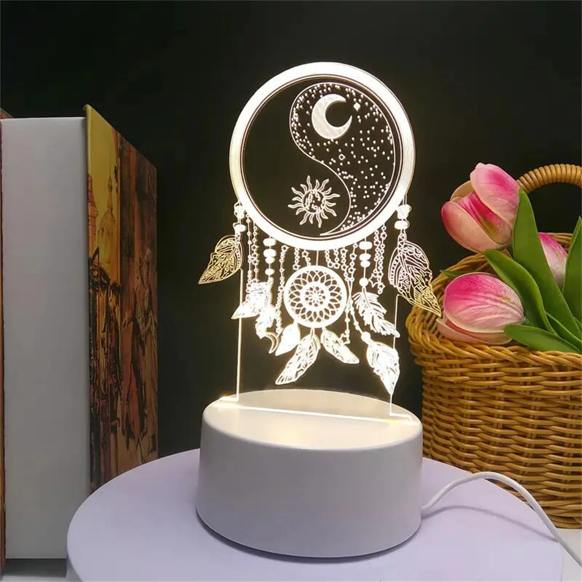 Moktan Sabai Dream Catcher 3D Night Light Optical Illusion Lamp 7-Color Touch Bedroom Decor 1 Colors