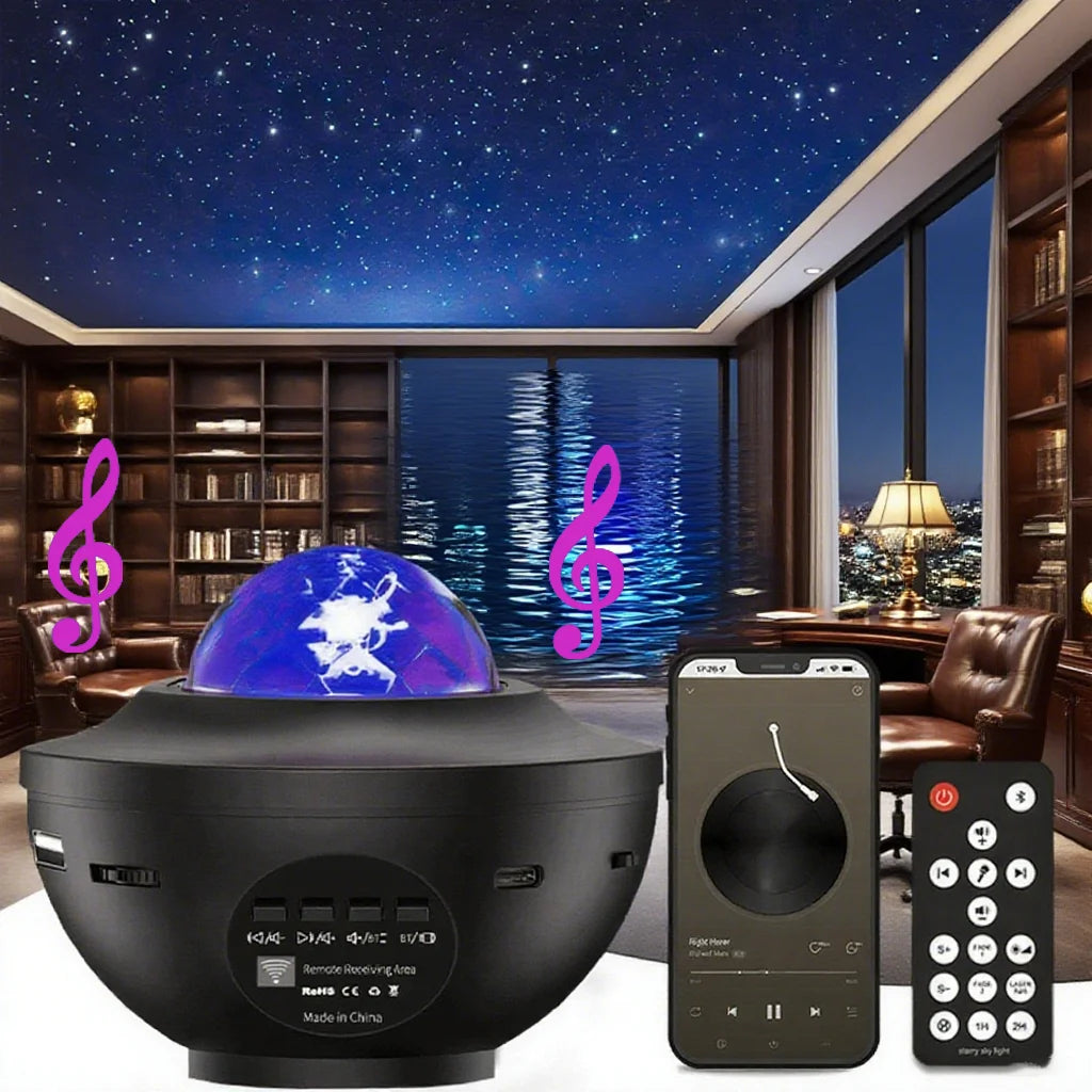 Moktan Sabai Galaxy Projector Starry Sky Night Light with Ocean Wave Music Remote USB for Kids