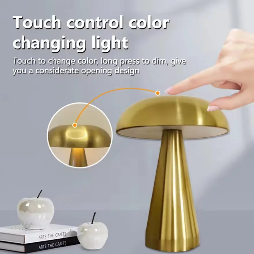 Rechargeable LED Mushroom Table Lamp Touch Sensor Bedside Night Light Decor
