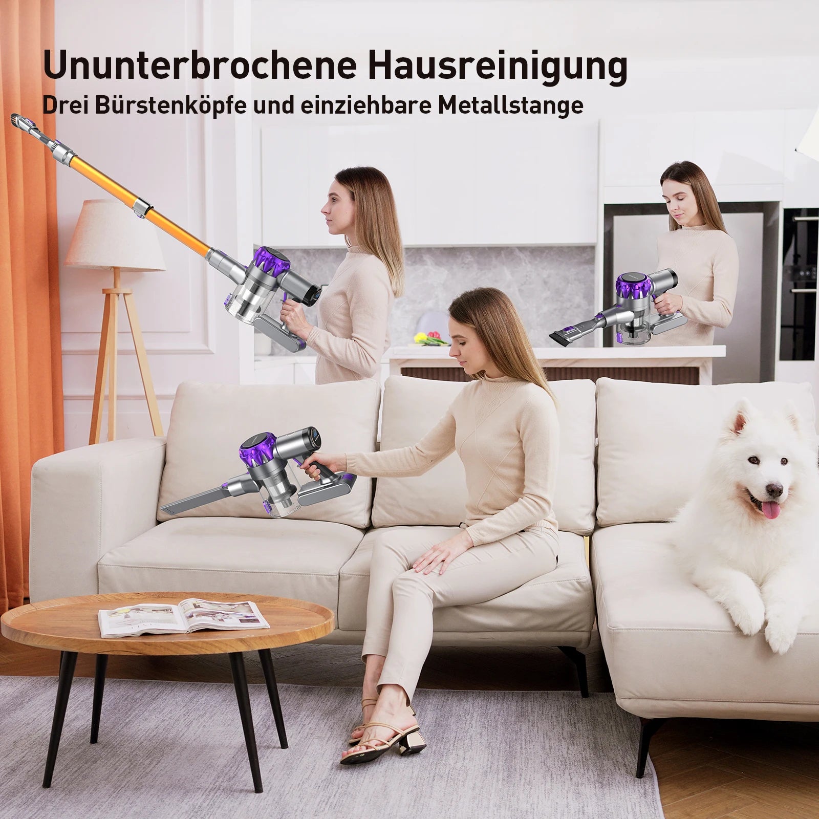 Moktan Sabai Cordless Vacuum Cleaner 30KPa Powerful Suction 55 Min Runtime Pet Hair