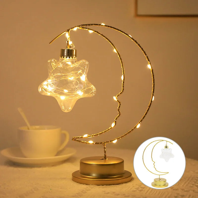Moktan Sabai Moon Star LED Night Light Heart Iron Decor Indoor Lamp Gift Bedroom Ornament Star