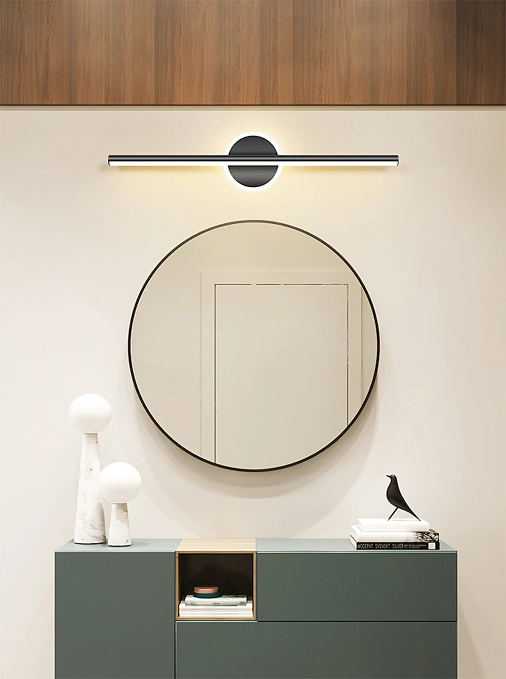 Moktan Sabai LED Mirror Front Wall Light – 40/60cm Gold Black Indoor Lamp for Bathroom & Bedroom