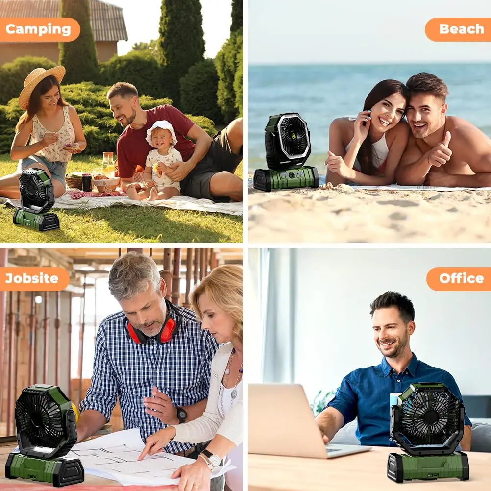 Moktan Sabai Outdoor Companion | Rechargeable Camping Fan with LED Light & Power Bank | 20,000mAh Battery for Extended Outdoor Comfort