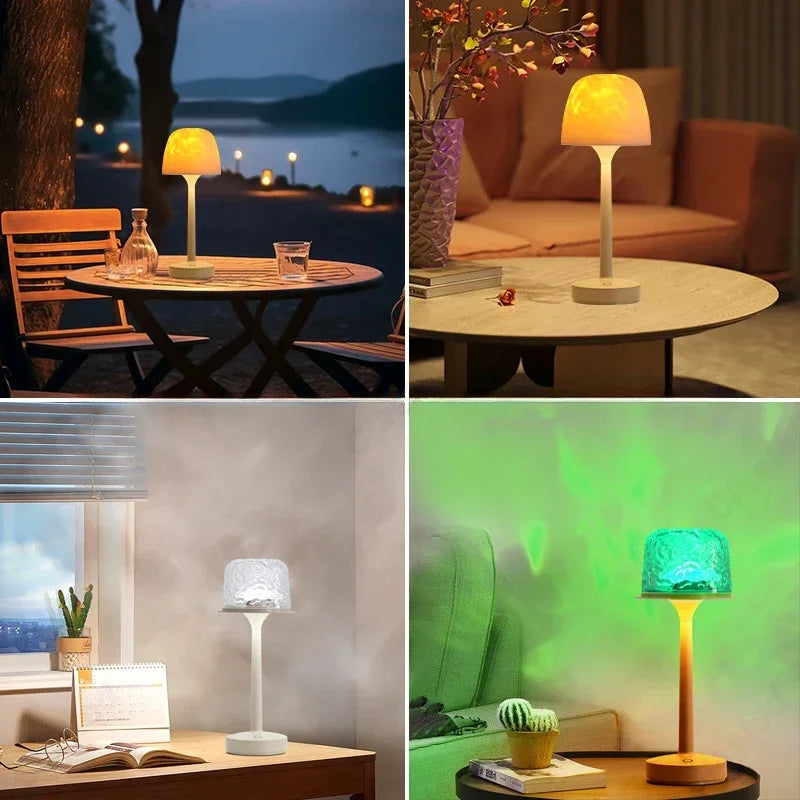 Moktan Sabai LED Water Ripple Desk Lamp Romantic Night Light Projection Bedroom Couple Gift