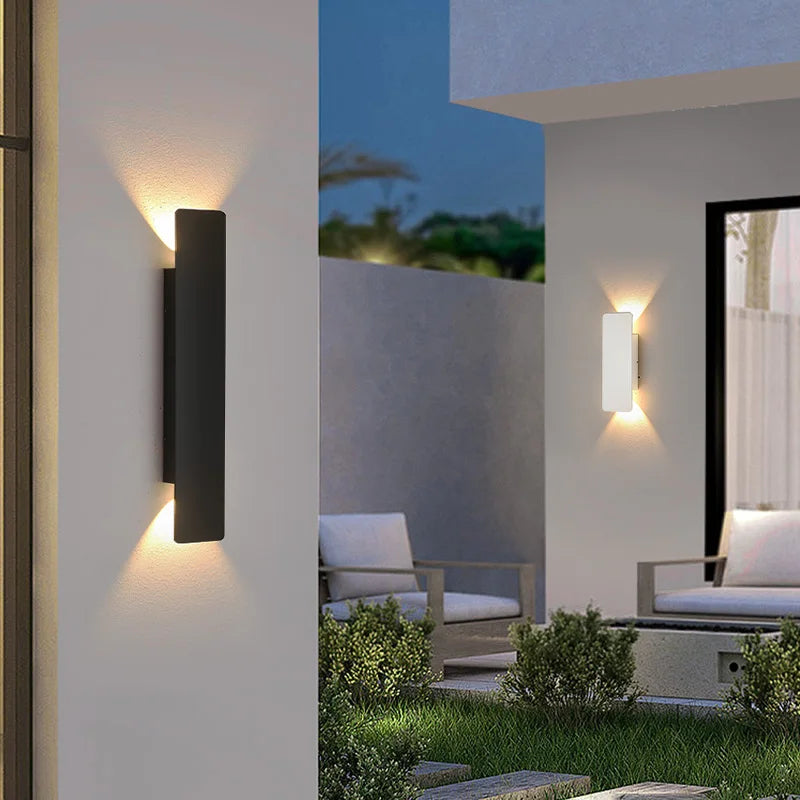 Moktan Sabai Outdoor Waterproof Wall Light – 18W LED Black Aluminum Exterior Lamp for Bedroom