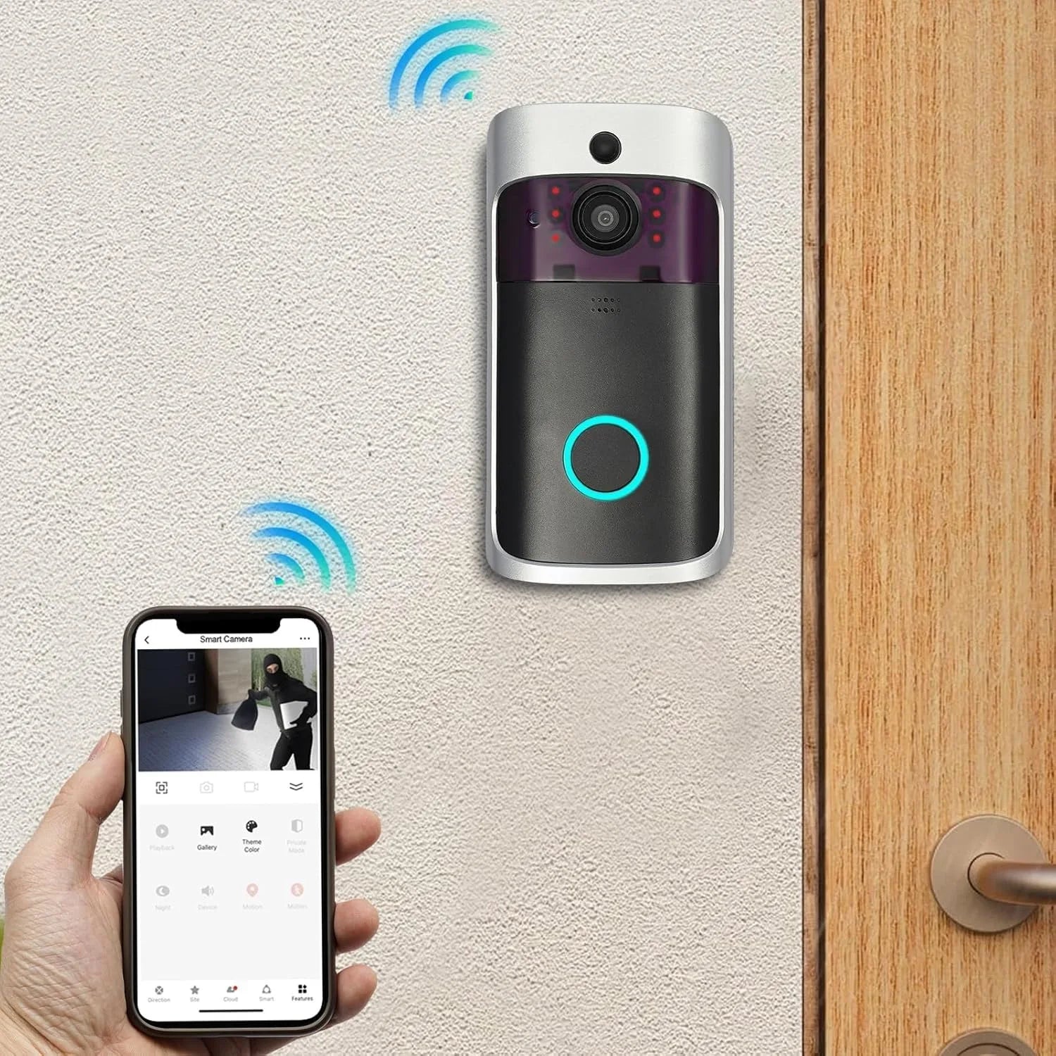 Moktan Sabai Smart WiFi Video Doorbell Camera Night Vision Motion Sensor Voice Control