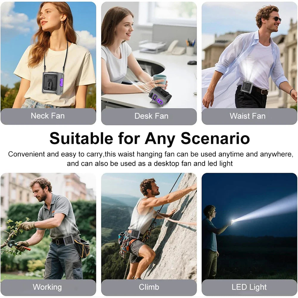 Moktan Sabai Cooling Companion | Portable Waist Fan with 8000mAh Battery | 100-Speed Adjustable for Ultimate Comfort
