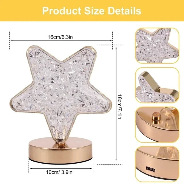 Moktan Sabai Crystal Touch LED Night Light – USB Dimmable Moon Lamp for Bedroom & Girls Room star