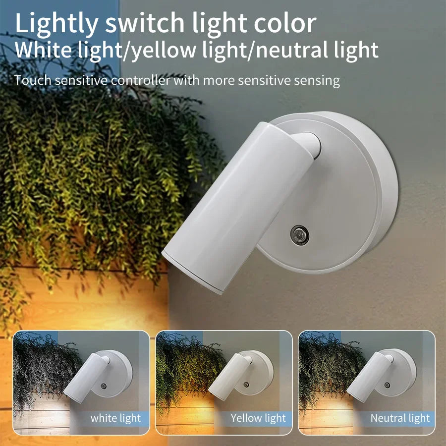 Moktan Sabai Magnetic LED Wall Light Rechargeable Touch Dimmable Cordless Bedside Lamp