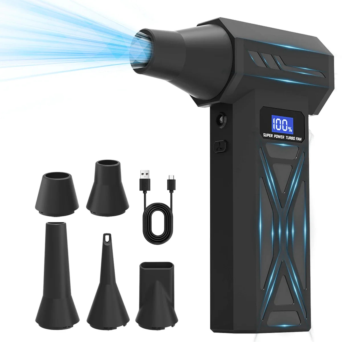 Moktan Sabai P70 Air Duster 110000RPM Turbo Blower – Cordless Compressed Air Cleaner with LED black