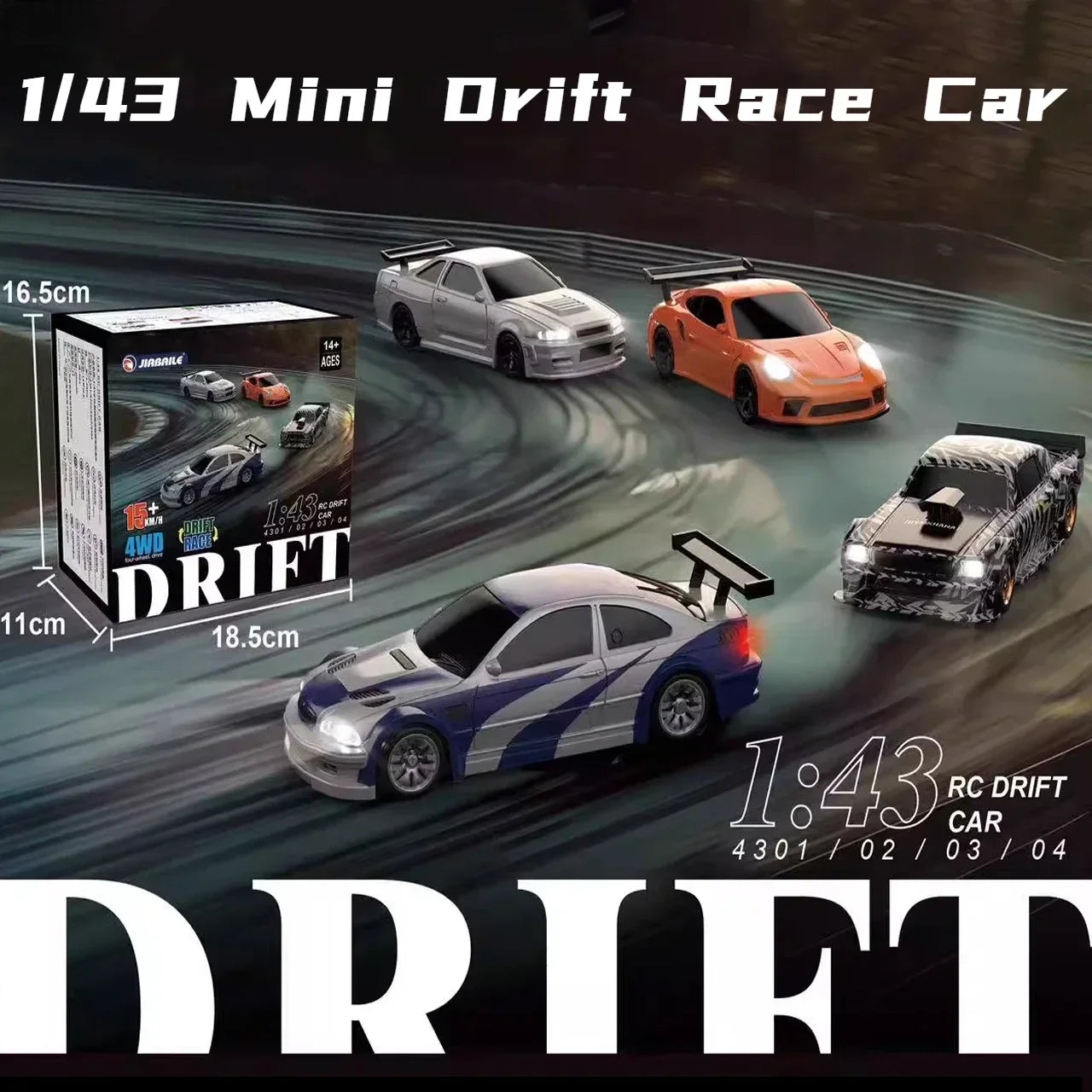 Moktan Sabai Mini RC Drift Car 1:43 Scale 4WD Remote Control Racing Vehicle Toy