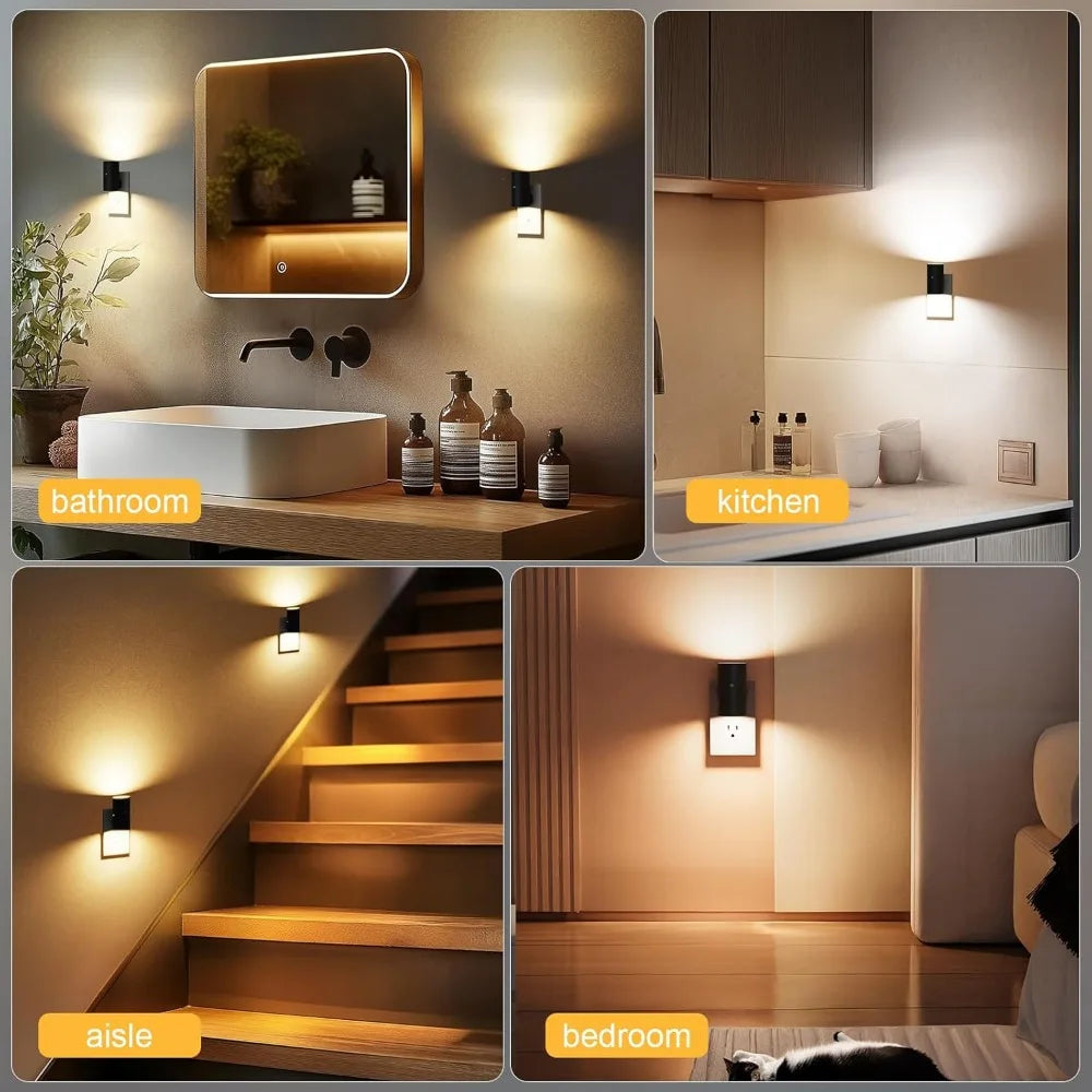 Moktan Sabai Dimmable LED Night Light with Sensor 1/2/4Pack Plug-In Wall Light for Bedroom