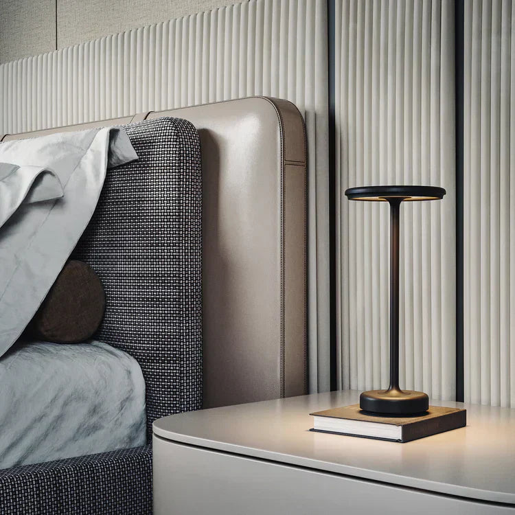 Moktan Sabai Modern Brass Cone LED Rechargeable Table Lamp Cordless USB-C