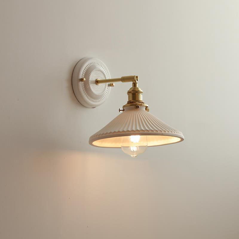 Moktan Sabai Vintage Japanese Ceramic Brass Wall Light E27 Hardwired