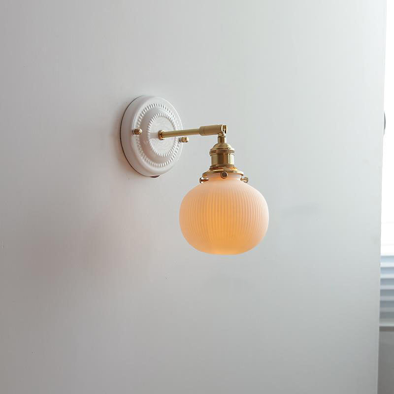 Moktan Sabai Vintage Japanese Ceramic Brass Wall Light E27 Hardwired V5