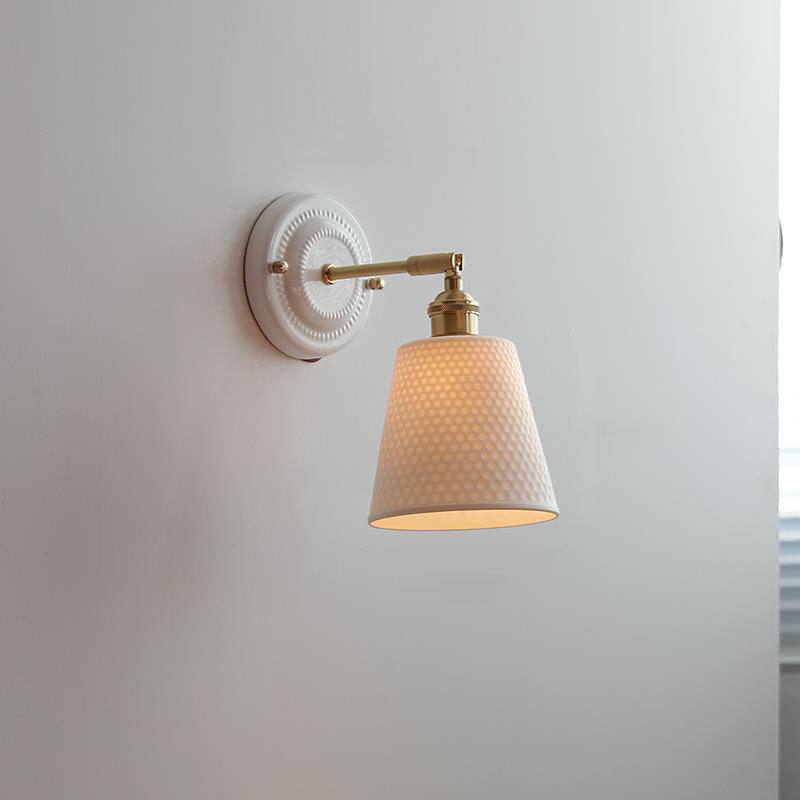 Moktan Sabai Vintage Japanese Ceramic Brass Wall Light E27 Hardwired