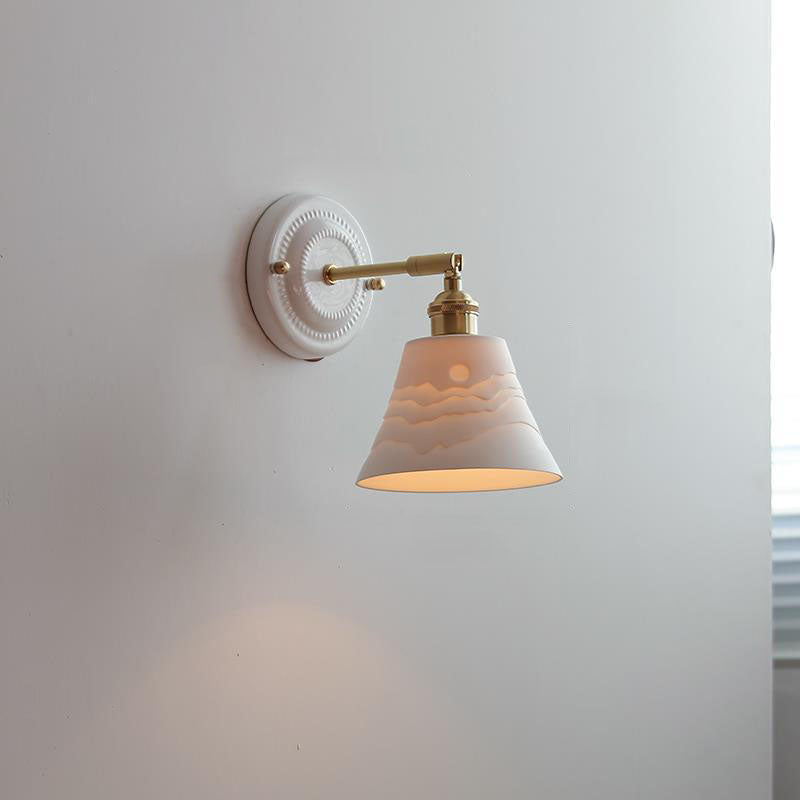 Moktan Sabai Vintage Japanese Ceramic Brass Wall Light E27 Hardwired