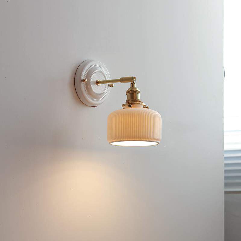 Moktan Sabai Vintage Japanese Ceramic Brass Wall Light E27 Hardwired