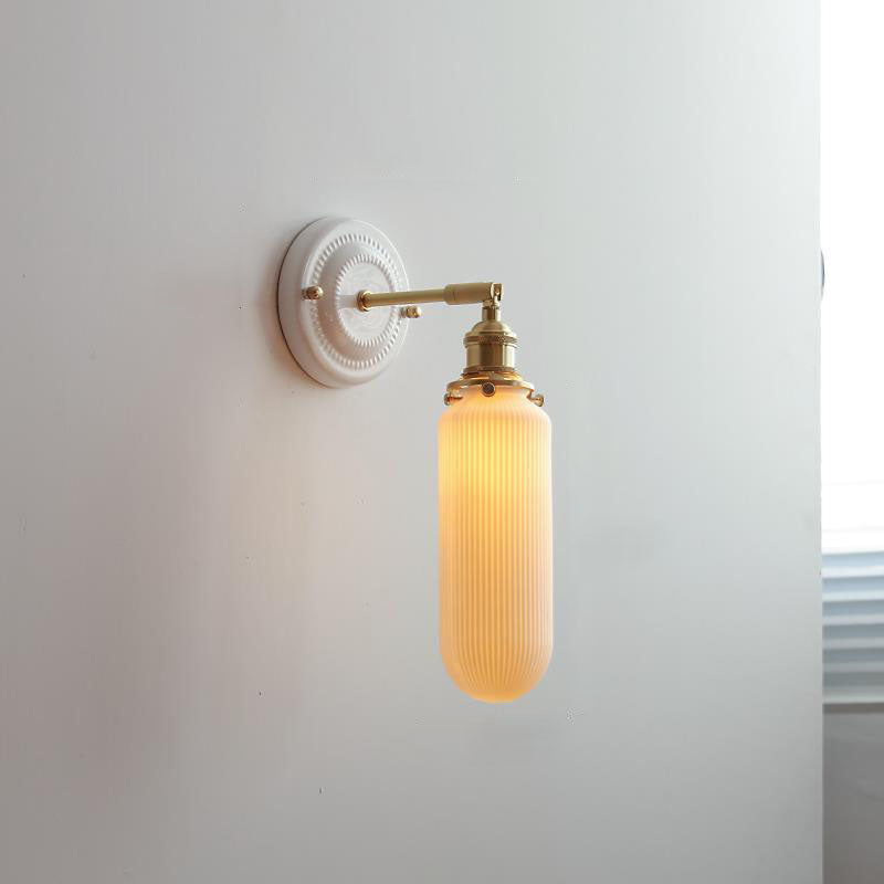 Moktan Sabai Vintage Japanese Ceramic Brass Wall Light E27 Hardwired