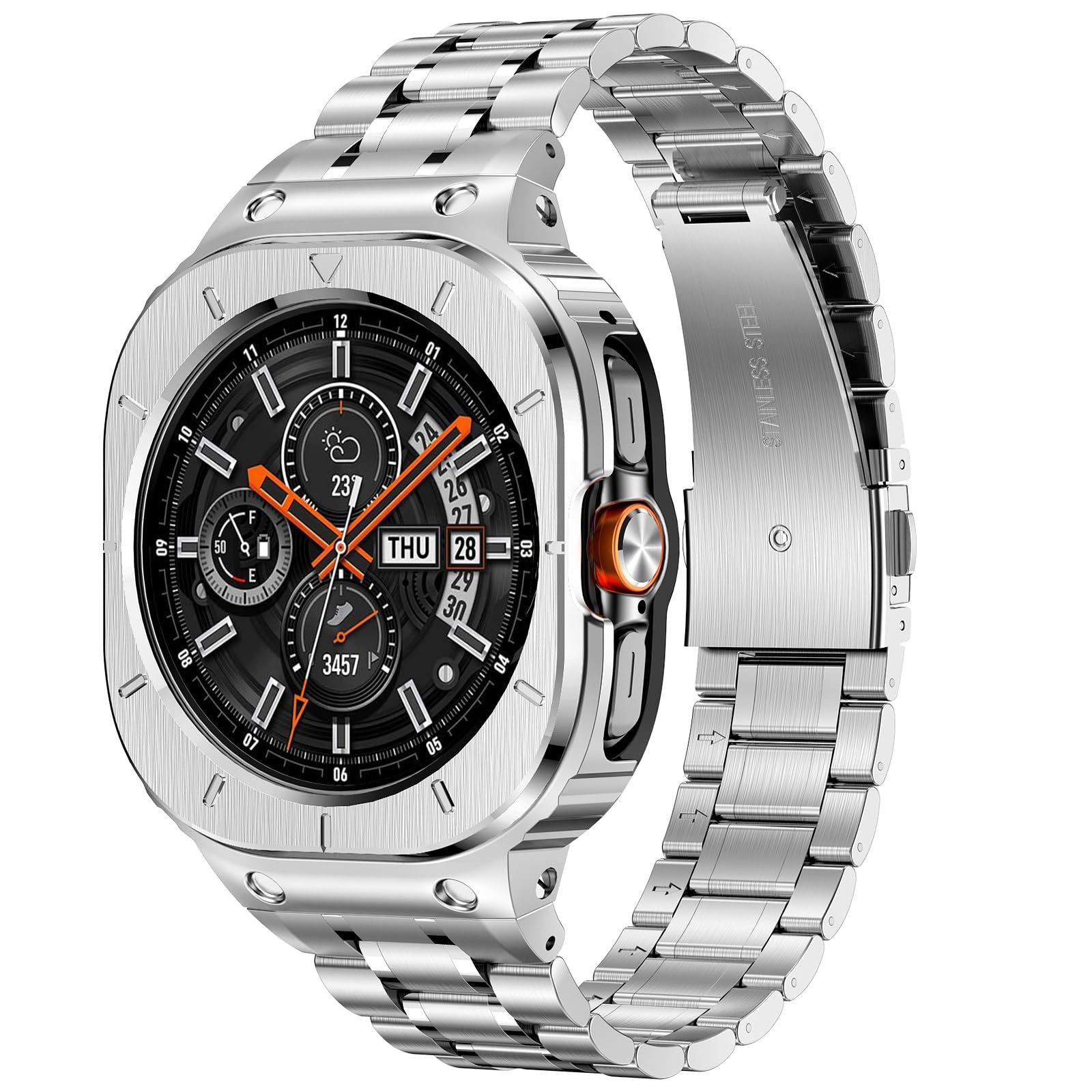 Moktan Sabai FortisGuard Rugged Case Set Galaxy Watch Rugged Case Set Silver Samsung Watch Ultra 47mm