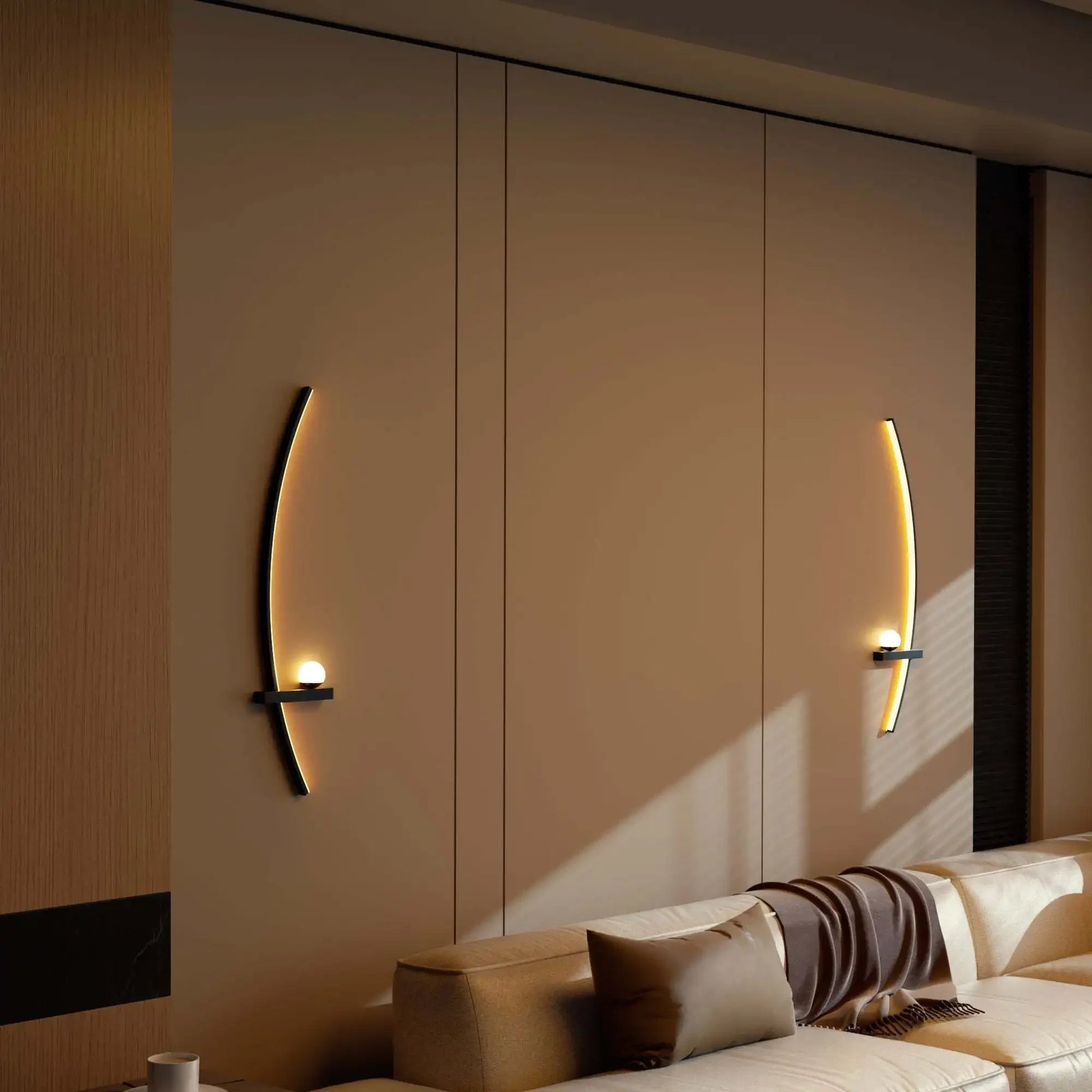 Moktan Sabai 2pcs Modern Adjustable LED Wall Sconce 31.5" Arched Bedside Lamp 3000K Warm Glow