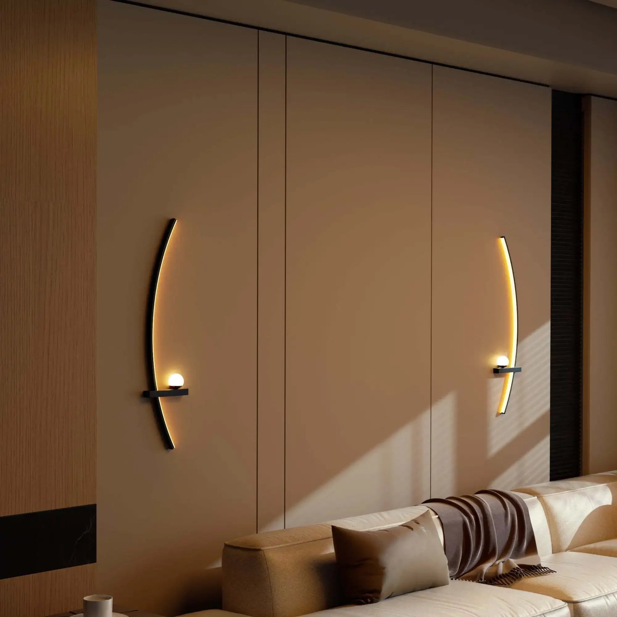Moktan Sabai 2pcs Modern Adjustable LED Wall Sconce 31.5" Arched Bedside Lamp 3000K Warm Glow