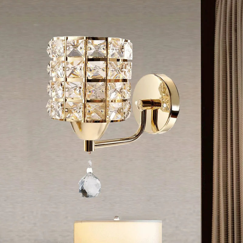 Moktan Sabai Crystal Wall Lamp – Gold/Silver Decorative Sconce Light for Bedroom & Living Room