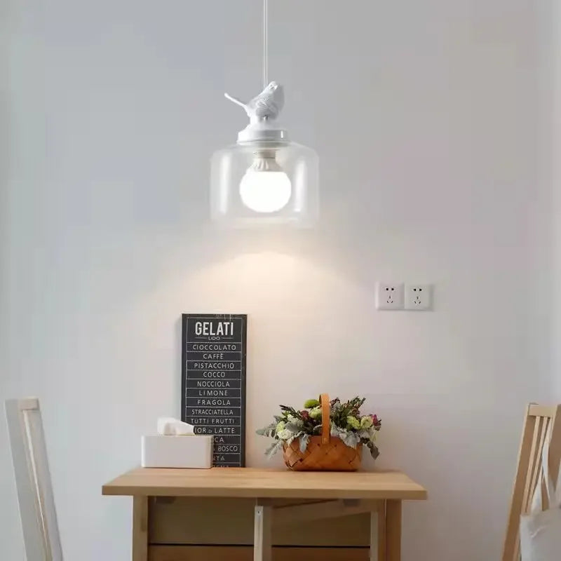 Moktan Sabai Bird Glass Pendant Light E27 Hanging LED Lamp Dining Kitchen Bedroom Decor