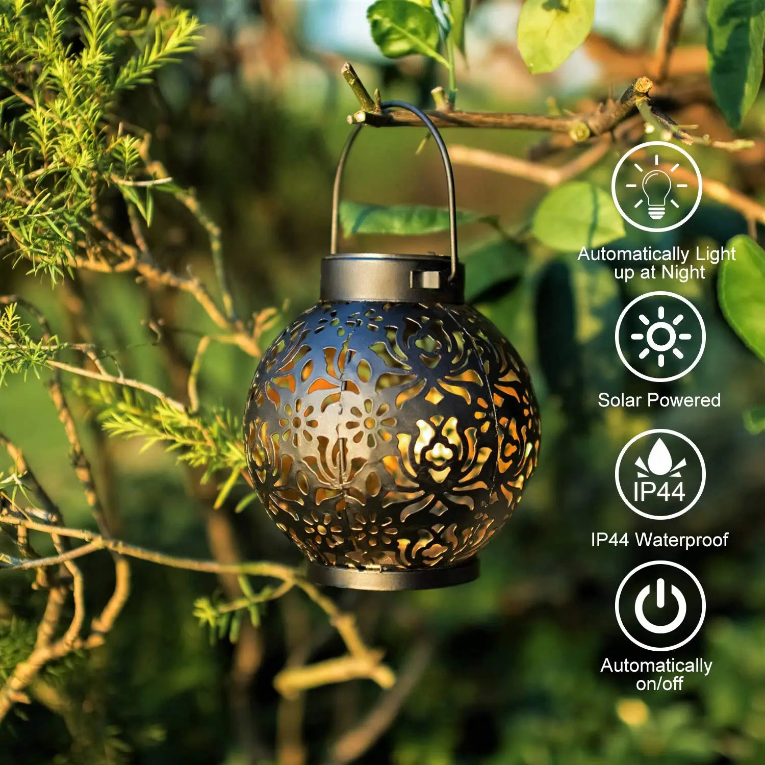Moktan Sabai Outdoor Solar Garden Hanging Iron Art LED Light Waterproof Landscape Projection