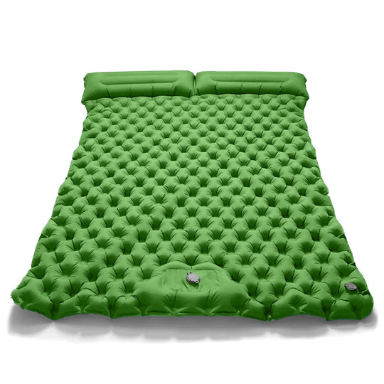 Moktan Sabai Outdoor Double Inflatable Mattress Extra Wide Camping Sleeping Pad Ultralight Bed Army green