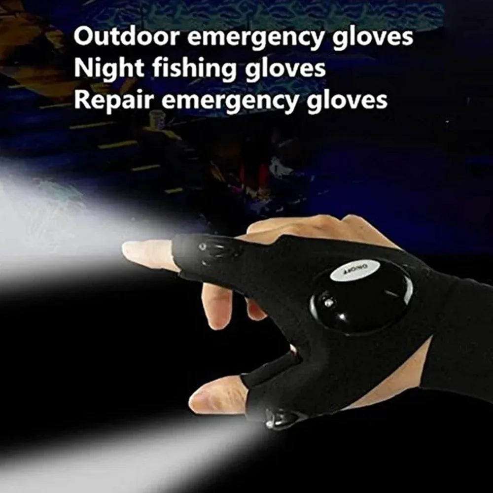 Moktan Sabai LED Flashlight Running Gloves – Waterproof Fingerless Gloves for Cycling & Hiking