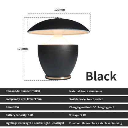 Nordic Battery Powered Dimmable LED Night Table Lamp Small Bedroom Home Decor
