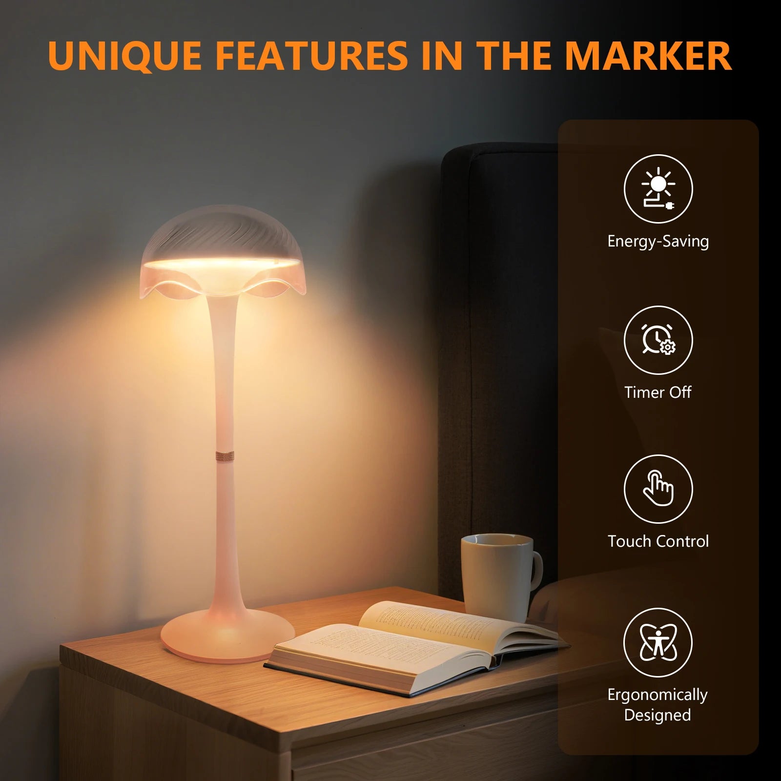Moktan Sabai RGB Touch Desk Lamp Rechargeable Eye Care Bedside Night Light for Bedroom